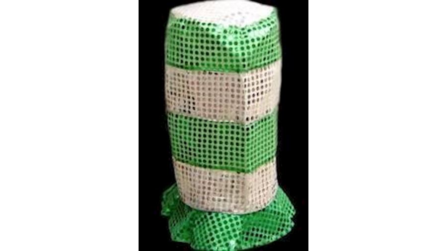 12in Green/ Silver Striped Sequin Stove Pipe Hat