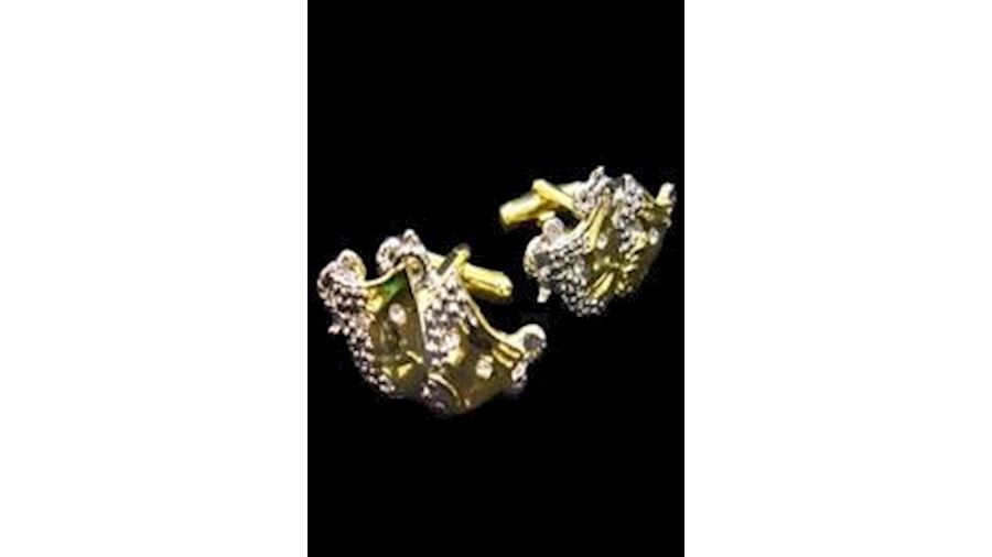 3in x 1in Comedy Tragedy Face Cufflinks w/ Rhinest