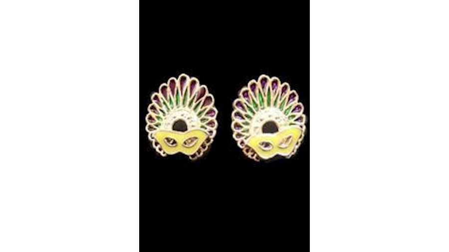 Mardi Gras Feather Mask Earrings