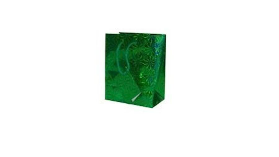 5.5in x 4.5in x 2.5in Green Hologram Shopping Bag 