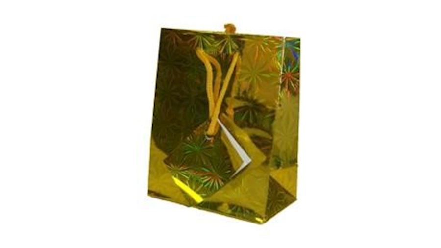 18in x 13in x 4in Gold Hologram Shopping Bag {st p