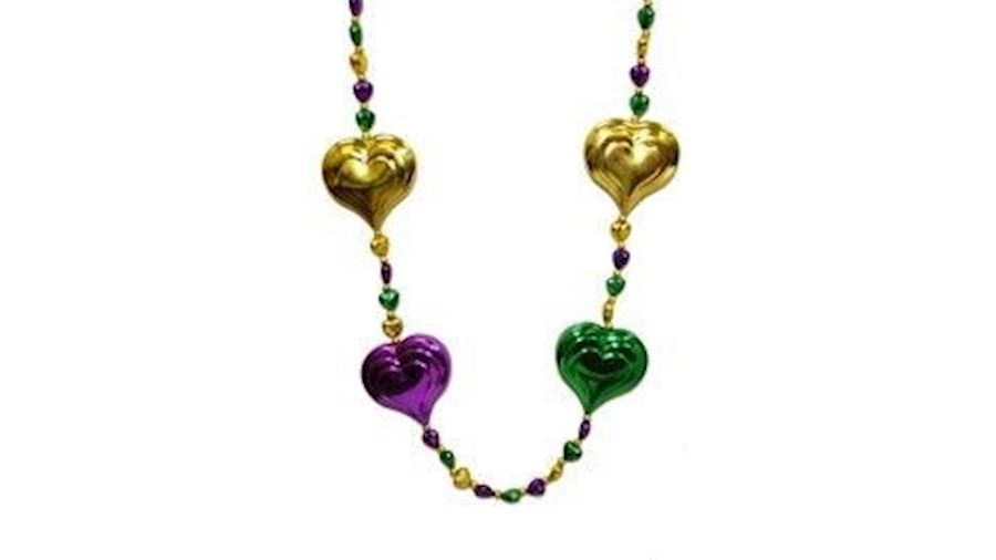 Large Heart Mardi Gras Necklace-EA