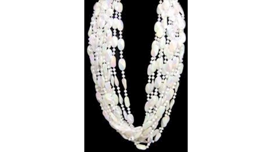 48in White AB Big Twist Beads{throw}-CS