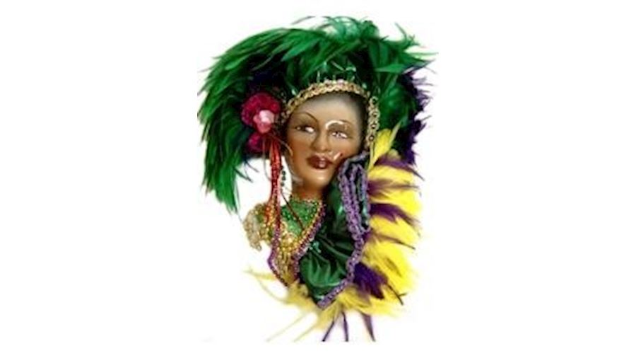 14in x 9in Black Lady Face w/ Purple/ Green/ Gold 