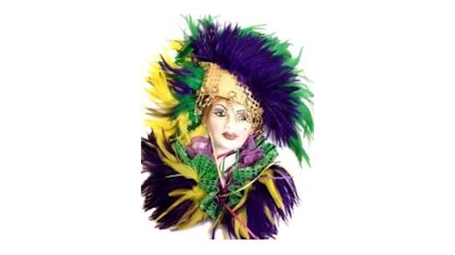 12in x 9in White Lady Face w/ Purple/ Green/ Gold 