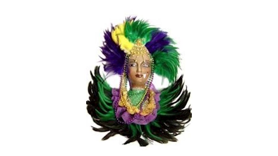 14in x 9in  Black Lady Face w/ Purple/ Green/ Gold