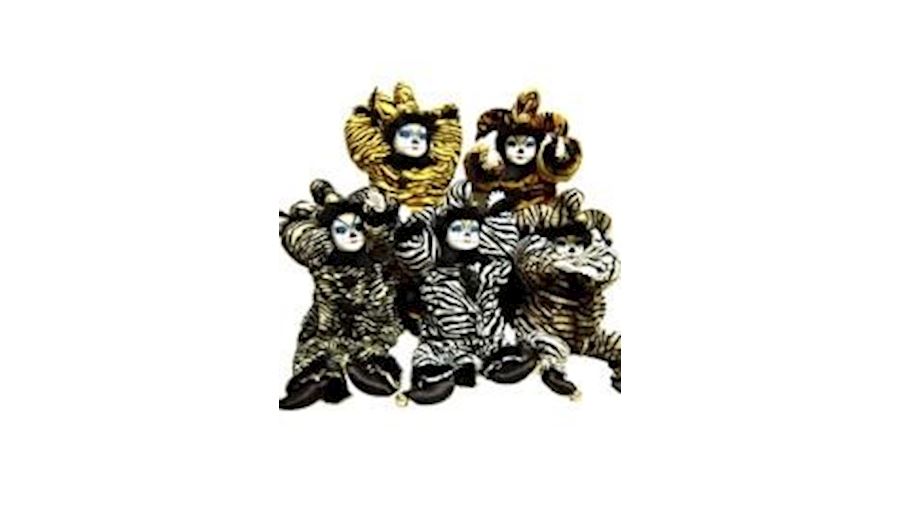 22in Animal Print Jester Cat Doll