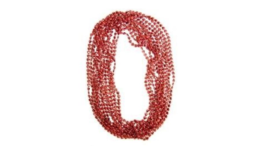 12mm 33in Metallic Red Heart Beads{throw}-BG