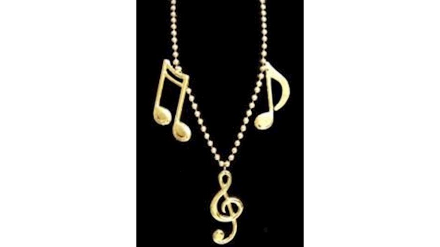 36in 10mm Met Gold Bead w/ 3 Big Musical Notes-CS