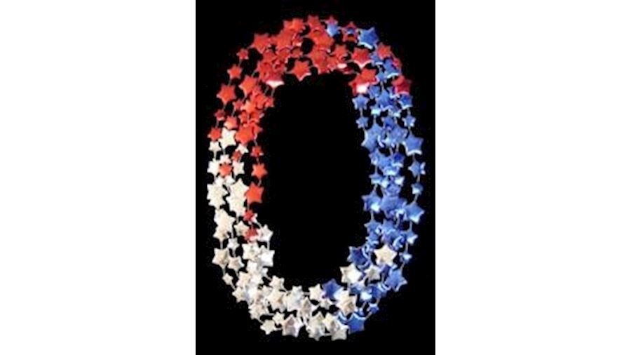 36in Metallic Red/ Blue/ Silver Section Star Beads