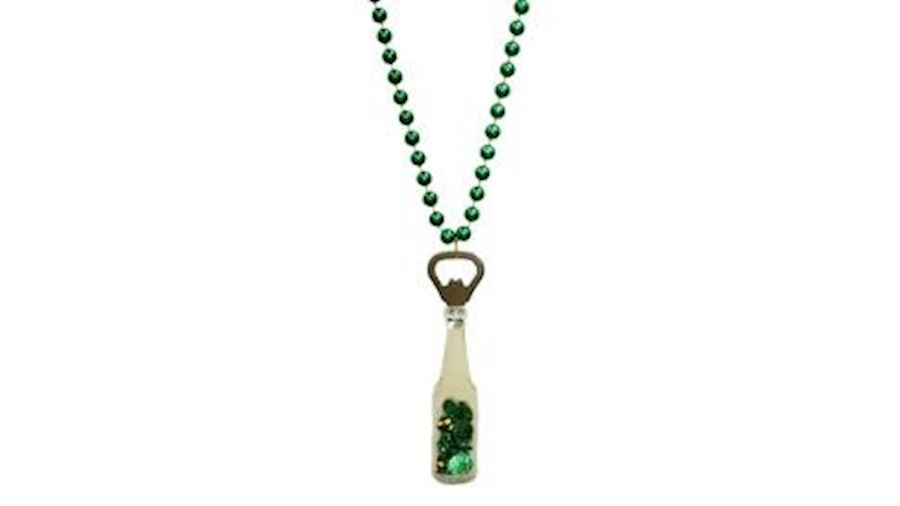 33in 10mm Met Green Bead w/ Beer Bottle Opener w/ 