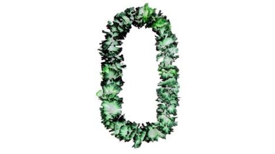 36in x 3in Simulated Silk Frilled Green/ White Lei