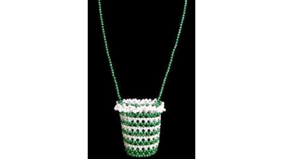 42in 4in x 4in Green/ White AB Can Holders Bead-EA