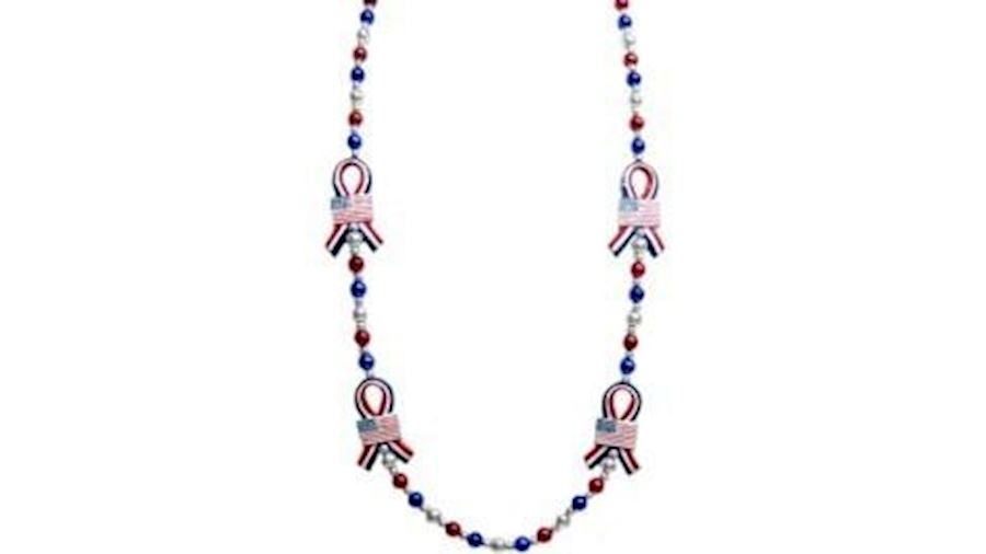 42in Red/ White/ Blue Ribbon Necklace-EA