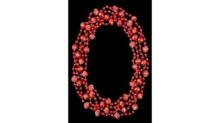 36in Metallic Red Rose Beads{throw}-CS