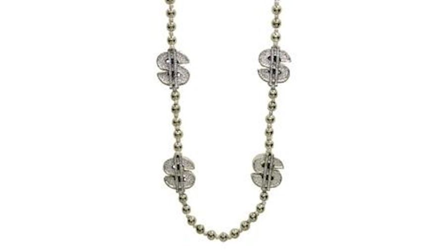 42in Silver Dollar/ Money Sign Necklace-BG