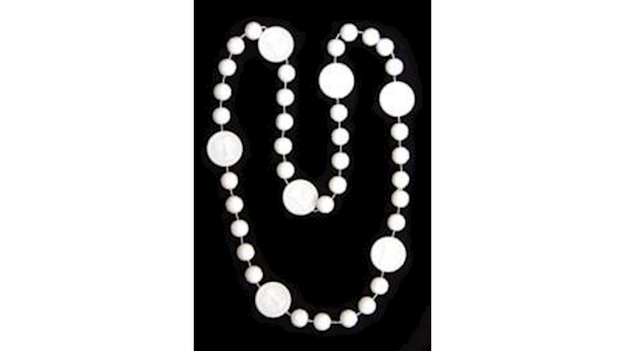 33in White Clear Coat Number 1 Basketball Beads{th