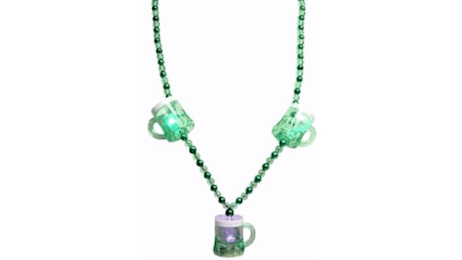 Flashing Green Beer Mugs Necklace-BG