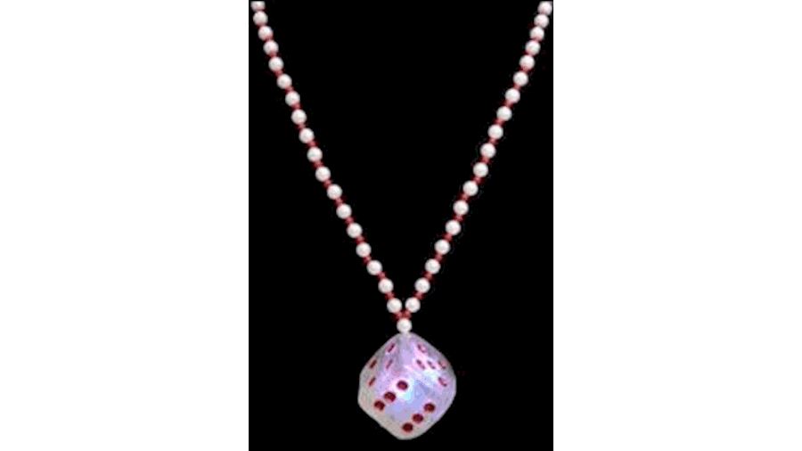 42in Clear Light Up Casino Dice Necklace{lightup f