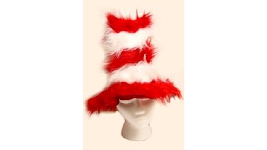 18in Red/ White Furry Stove Top Hat