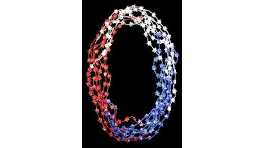 36in Sectioned Red, Blue, and Silver Star Beads{th