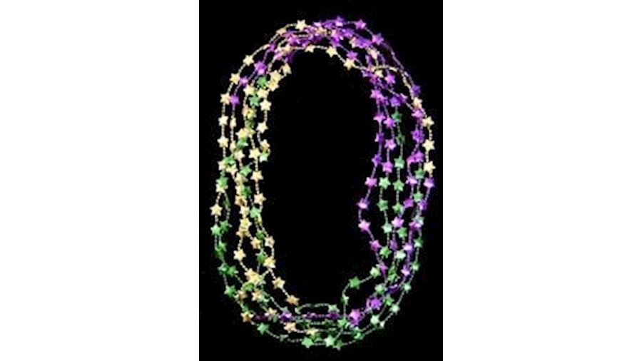 36in Sectioned Purple, Green, and Gold Star Beads{