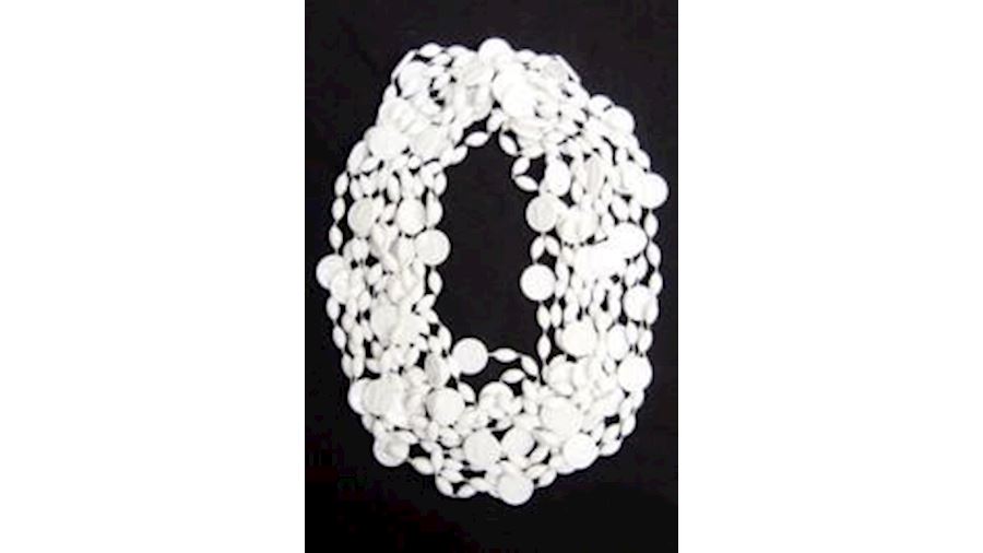 33in White Clear Coat Number 1 Football Beads{thro