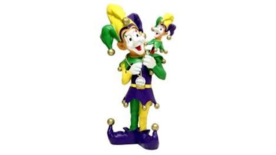 24in x 13in 3D Ceramic Mardi Gras Jester Doll