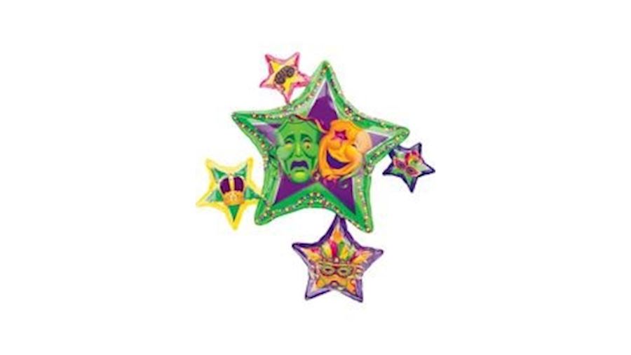 Mardi Gras Star Cluster Mylar Balloons {helium bal