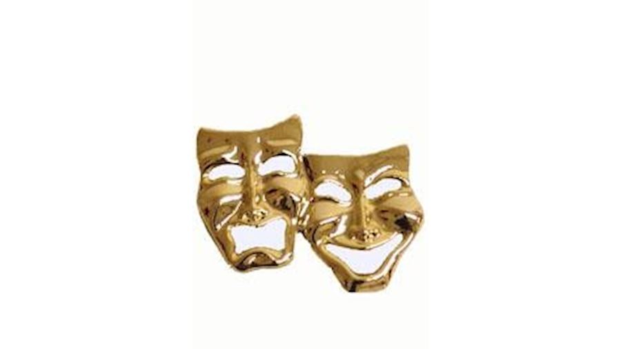 2in x 1.5in Gold Comedy/ Tragedy Pin/ Brooch