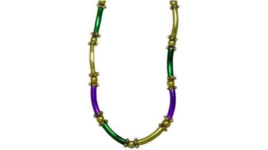 44in Metallic Purple Green Gold Macaroni Necklace-