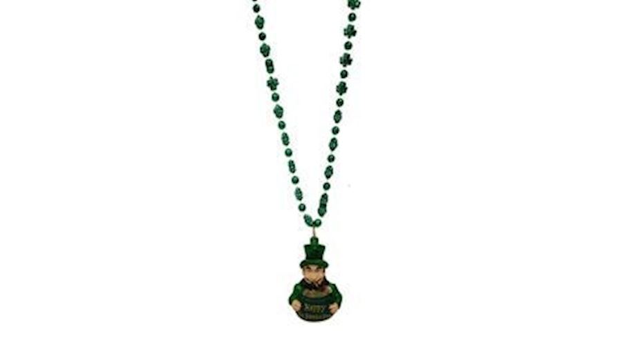 33in Metallic Green Shamrock/ Clover Bead w/ Happy