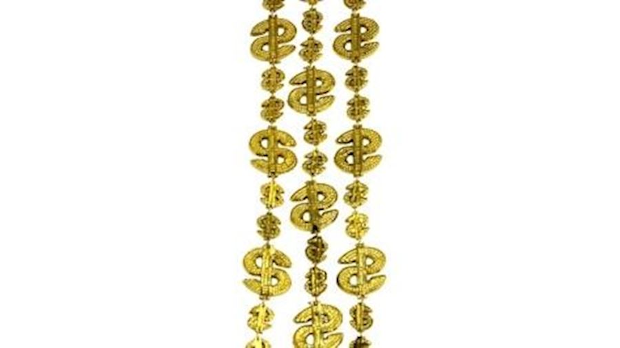 36in Metallic Gold Dollar/ Money Sign Beads{throw}