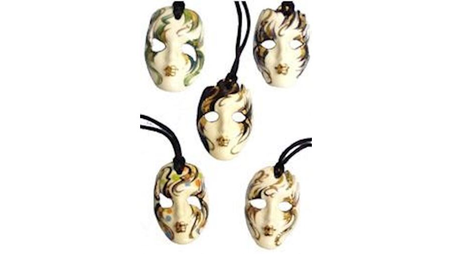 2in x 2.5in Hand Painted Ceramic Face Necklace to 