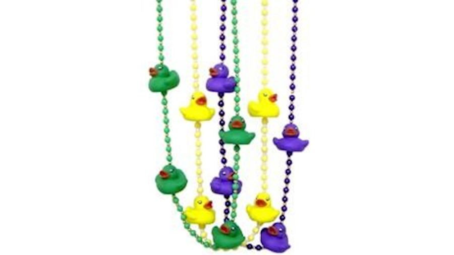 42in Purple Green Yellow Rubber Duck Necklace-EA