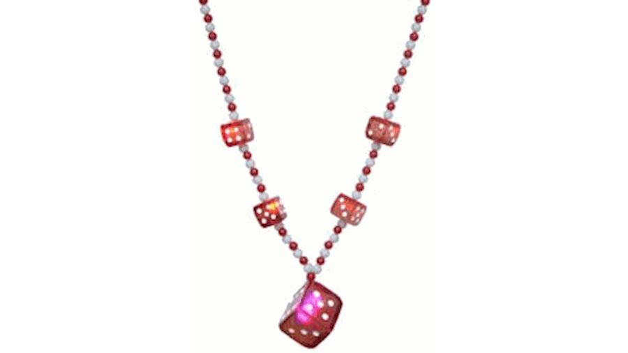 42in Light Up Red Casino Dice Necklace{lightup fla