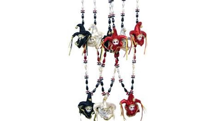 42in Assorted Red/ Black/ Silver Jester Hat Neckla