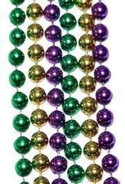 7mm 33in purple, green and gold beads